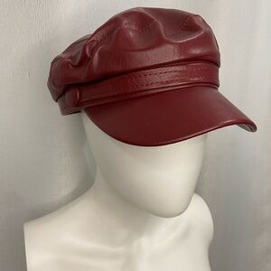 Stylish Red Leather Cap